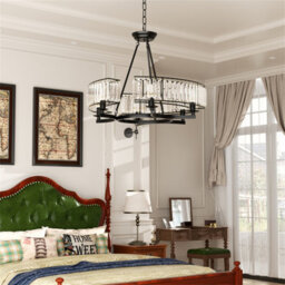 Vrygle 60Cm Modern Farmhouse Crystal Chandelier Black Antique Pendant Light Ceiling Fixture, 6-Lights - thumbnail 8