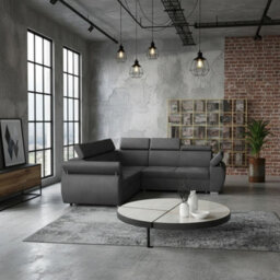 Furnipol Boston Maxi 4 Seater Corner Sofa Bed Universal Orientation Fabric Upholstery Built In Storage Container Grey