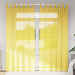 Berkfield Voile Curtains With Loops 2 Pcs Yellow 140X245 Cm