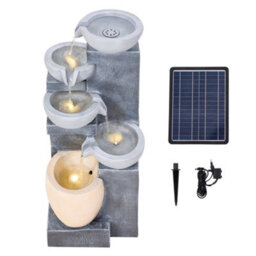Living And Home 5-Tier Outdoor Solar-Powered Water Fountain With Led Lighting, Outdoor Decor For Garden Or Patio, 75.5Cm(H) - thumbnail 1