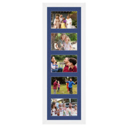 AK Frames 26X8 White Modern Multi Photo Frame With Blue Mount - Holds 5 Apertures (5X) 6X4 Photos - thumbnail 1