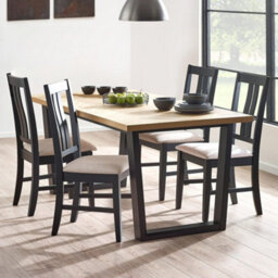 Oakham Premium Hilton 90Cm Oak Veneer Herringbone Dining Table - thumbnail 2