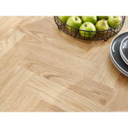 Oakham Premium Hilton 90Cm Oak Veneer Herringbone Dining Table - thumbnail 3