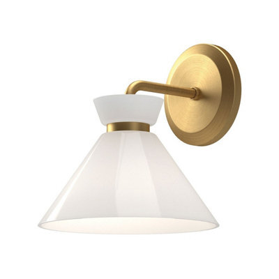 Luminosa Lighting Elstead Alora Mood Halston Dome Wall Lamp Contemporary Brushed Gold 1X E14 - image 1