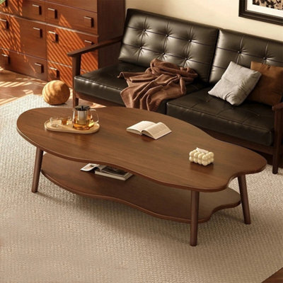 Brown 2 Layer Coffee Table Cloud Tea Table Modern Living Room Desk - image 1