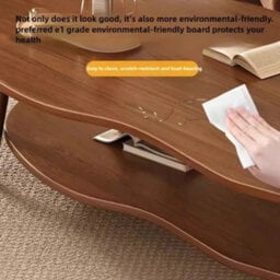 Brown 2 Layer Coffee Table Cloud Tea Table Modern Living Room Desk - thumbnail 4