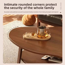 Brown 2 Layer Coffee Table Cloud Tea Table Modern Living Room Desk - thumbnail 3