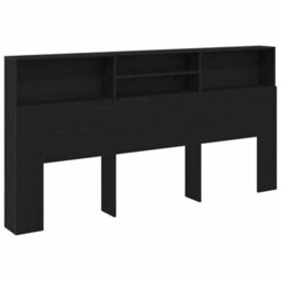 Berkfield Black Oak Headboard Cabinet, 200 X 19 X 103.5 Cm, Engineered Wood - thumbnail 2