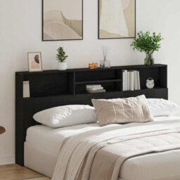 Berkfield Black Oak Headboard Cabinet, 200 X 19 X 103.5 Cm, Engineered Wood - thumbnail 4