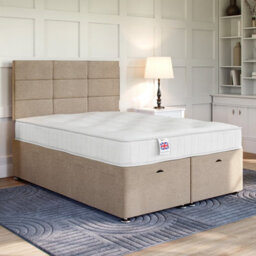 Divan Base Direct Cocktail Straw Ottoman Divan 3Ft Single Side Lift Ottoman + Ravenna Strutted Headboard - thumbnail 2