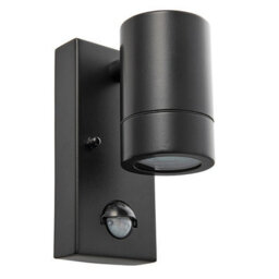 Luminosa Lighting Luminosa Palin 1 Light Outdoor Pir Wall Light Matt Black, Glass Ip44, Gu10 - thumbnail 2