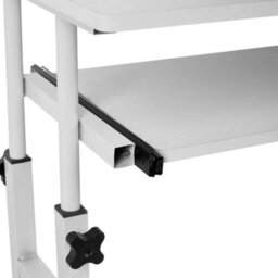 White Mobile Height Adjustable Bedside Desk With Keyboard Tray - thumbnail 4
