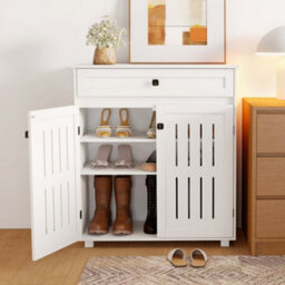 Levede Shoe Cabinet 4-Tier Door Entryway Storage Rack Organizer Cupboard - thumbnail 1