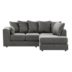 Furnishings For Less UK Brooklyn Plush Velvet 3 To 4 Seater L Shaped Corner Sofa Foam Grey Right Hand Facing - thumbnail 2
