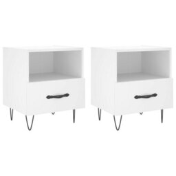 Berkfield Bedside Cabinets 2 Pcs White 40X35X47.5 Cm Engineered Wood - thumbnail 2