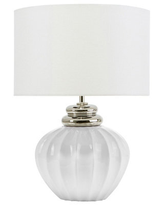 Wyld And Coco Lumina Bedside Lamp - Off-White Ceramic Base With Polycotton Drum Shade, 33Cm X 45Cm - image 1
