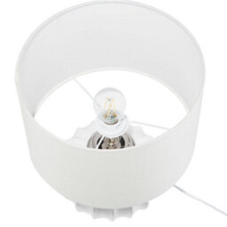 Wyld And Coco Lumina Bedside Lamp - Off-White Ceramic Base With Polycotton Drum Shade, 33Cm X 45Cm - thumbnail 6