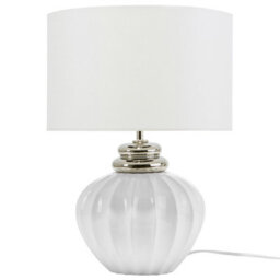 Wyld And Coco Lumina Bedside Lamp - Off-White Ceramic Base With Polycotton Drum Shade, 33Cm X 45Cm - thumbnail 4