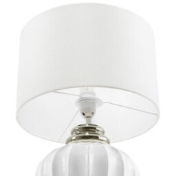Wyld And Coco Lumina Bedside Lamp - Off-White Ceramic Base With Polycotton Drum Shade, 33Cm X 45Cm - thumbnail 5
