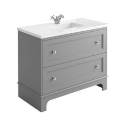 Plum&clay Beckett Light Grey Floor Standing Traditional Bathroom Vanity Unit With White Worktop & Ceramic Basin (W)1000mm (H)850mm