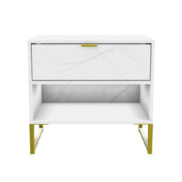 Tamworth Double 1 Drawer Bedside Cabinet In Marble (Ready Assembled) - thumbnail 2