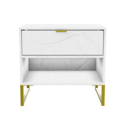 Tamworth Double 1 Drawer Bedside Cabinet In Marble (Ready Assembled) - thumbnail 1