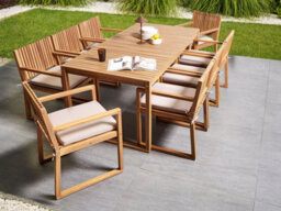 Beliani Garden Dining Set 8 Seater Sassari Premium With Cushions Certified Acacia Wood Taupe - thumbnail 2