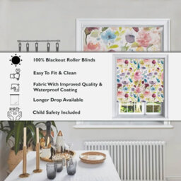 Lister Cartwright Autumn Floral Patterned Blackout Roller Blinds Windows Blind (90 X 160 Cm)  Child Safety Included - thumbnail 3