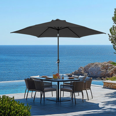 Rinse Bathrooms Outdoor Patio Garden Parasol 2.5M Sun Shade Umbrella Canopy W/crank Tilt Uv Protection Black - image 1