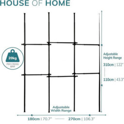 House Of Home Triple Telescopic Clothes Rail Floor To Ceiling Adjustable Wardrobe Rack Black - thumbnail 3