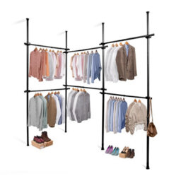 House Of Home Triple Telescopic Clothes Rail Floor To Ceiling Adjustable Wardrobe Rack Black - thumbnail 2