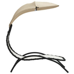 Berkfield Sun Lounger With Canopy Cream 167X80X195 Cm Fabric And Steel - thumbnail 4