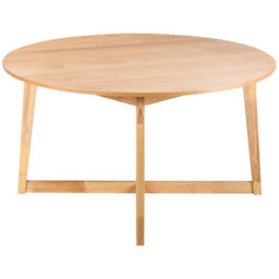 Wyld And Coco Novahome 140Cm Round Dining Table Light Oak Veneer With Rubberwood Legs - Retro Inspired. - thumbnail 3