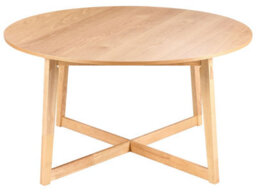 Wyld And Coco Novahome 140Cm Round Dining Table Light Oak Veneer With Rubberwood Legs - Retro Inspired. - thumbnail 1