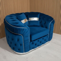 Stratus Interiors Ambassador Blue Sofa Chesterfield Toronto Silver Trim Plush Velvet - Frills - thumbnail 1
