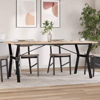Walplus Dining Table Y-Frame 180X90X75.5 Cm Solid Wood Pine And Steel - image 1