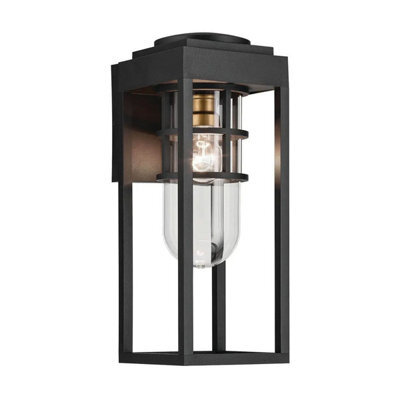 Luminosa Lighting Elstead Kichler Hone Medium Outdoor Wall Lantern Classic Textured Black Ip44 1X E27 - image 1
