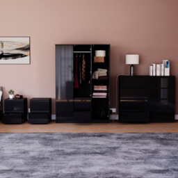 Lassic Vida Designs Glinton 4 Piece Black Fsc Bedroom Set - (8 Drawer Chest, 3 Door Wardrobe, 2 Drawer Bedside Chest X2) - thumbnail 3