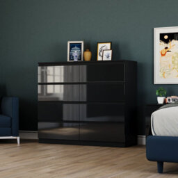 Lassic Vida Designs Glinton 4 Piece Black Fsc Bedroom Set - (8 Drawer Chest, 3 Door Wardrobe, 2 Drawer Bedside Chest X2) - thumbnail 4
