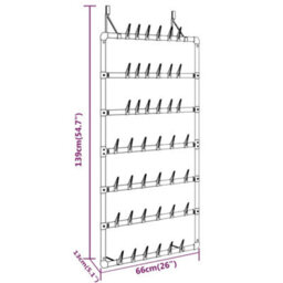Vidaxl Hanging Shoe Rack Silver 66X13X139 Cm - thumbnail 6
