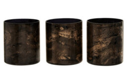 Orsina Gaia Set Of 3 Black And Gold Tealight Holders