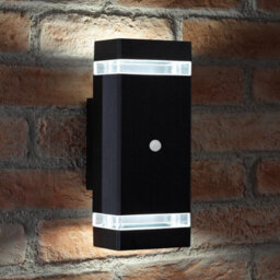 Auraglow Pir Motion Sensor Double Up & Down Wall Light - Silver - Cool White - thumbnail 4