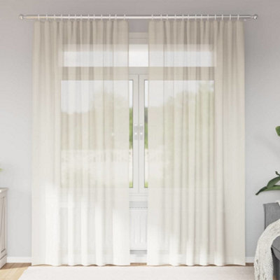 Berkfield Voile Curtains With Rod Pockets 2 Pcs Cream - image 1