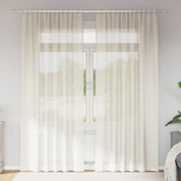 Berkfield Voile Curtains With Rod Pockets 2 Pcs Cream - thumbnail 1