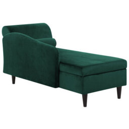 Beliani Right-Hand Chaise Longue Luiro Velvet Dark Green With Storage - thumbnail 5