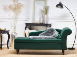 Beliani Right-Hand Chaise Longue Luiro Velvet Dark Green With Storage - thumbnail 2