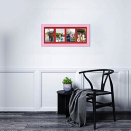 AK Frames 50X20Cm Pastel Pink Classic Multi Photo Frame With Crimson Mount - Holds 4 Apertures (4X) 6X4 Photos - thumbnail 3