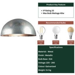 Nordlux Scorpius Outdoor Galvanized Steel Wall Light Coastal/marine Safe Silver,mains - thumbnail 7