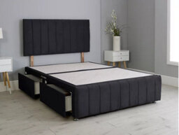 Comfy Deluxe 6Ft Superking Panel Black Plush Divan Bed Set Headboard & Footboard 0 Drawers - thumbnail 2