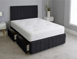 Comfy Deluxe 6Ft Superking Panel Black Plush Divan Bed Set Headboard & Footboard 0 Drawers - thumbnail 1